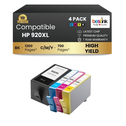 HP 920XL Compatible Ink Cartridge BK/C/M/Y ( 4 Pack ) High Yield