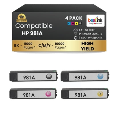 HP 981A Compatible Ink Cartridge BK/C/M/Y ( 4 Pack ) High Yield