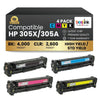 Compatible HP 305X -305A Toner Cartridge Combo High Yield (4 Pack)
