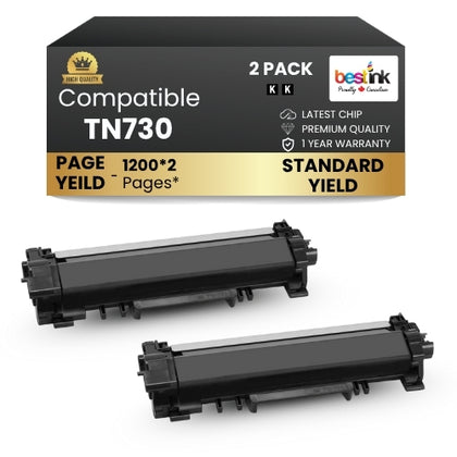 Compatible Brother TN730 Black Toner Cartridge ( 2 Pack )