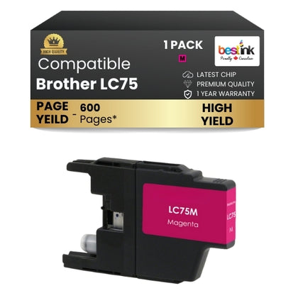 Brother LC75 Compatible Ink Cartridge Magenta ( 1 Pack ) High Yield