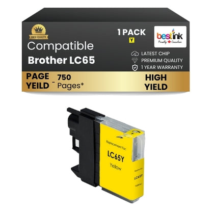 Brother LC65 Compatible Ink Cartridge ( 1 Pack ) Yellow High Yield