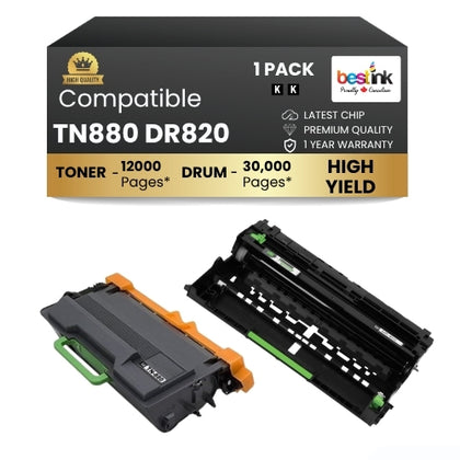 Brother TN880 DR820 Compatible Toner Cartridge & Drum Unit ( Combo ) Black super High Yield