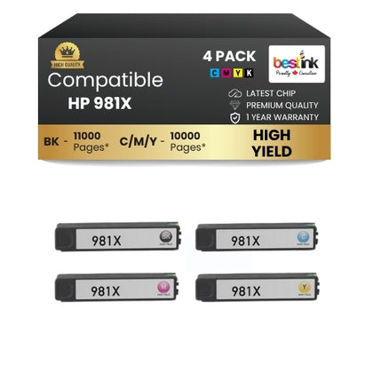 HP 981X Compatible Ink Cartridge BK/C/M/Y ( 4 Pack ) High Yield