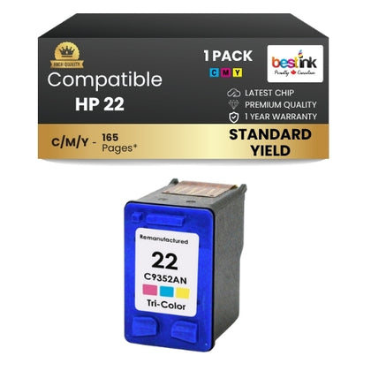 HP 22 Compatible Ink Cartridge Color (  Pack ) Standard Yield