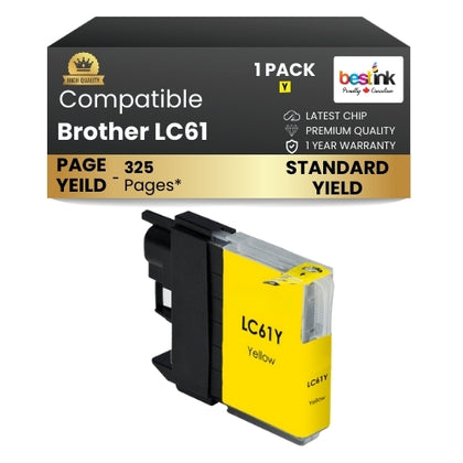 Brother LC61 Compatible Ink Cartridge Yellow ( 1 Pack ) Standard Yield