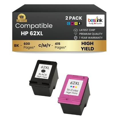 HP 62XL Compatble Ink Cartirdge Black and Tri-Color Combo ( 2 Pack ) High Yield