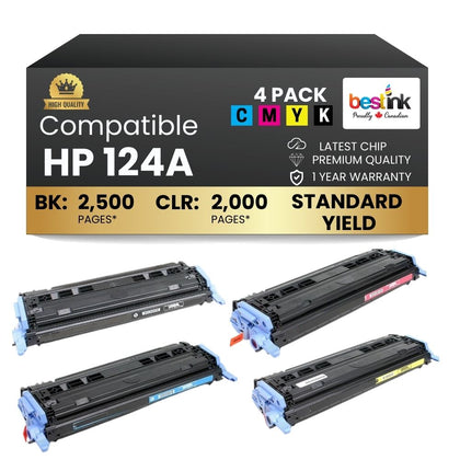 Compatible HP 124A Toner Cartridges Combo Set (4 Pack)