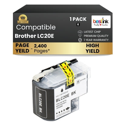 Brother LC20E Compatible Ink Cartridge Black ( 1 Pack ) Super High-Yield