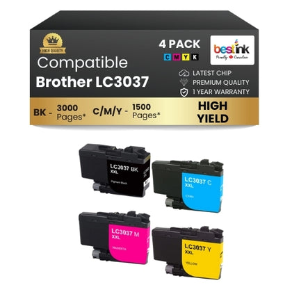 Brother LC3037XXL Compatible Ink Cartridge BK/C/M/Y ( 4 Pack ) Super High Yield