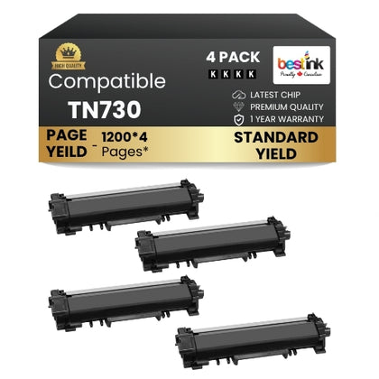 Compatible Brother TN730 Black Toner Cartridge ( 4 Pack )