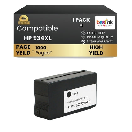 HP 934XL Compatible Ink Cartridge Black ( 1 Pack ) High Yield