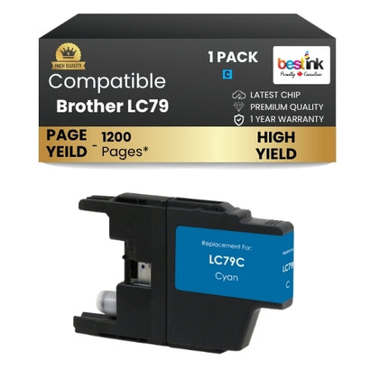 Brother LC79 Compatible Ink Cartirdge ( 1 Pack ) Cyan Super High Yield