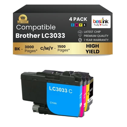 Brother LC3033XXL Compatible Ink Cartridge BK/C/M/Y ( 4 Pack ) Super High Yield