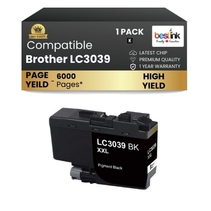 Brother LC3039 Compatible Ink Cartridge Black ( 1 Pack ) Ultra High Yield