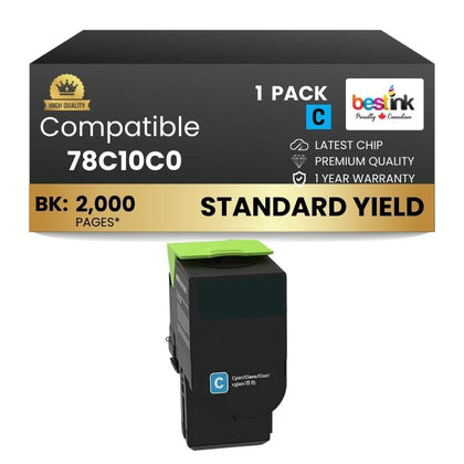 Compatible Lexmark 78C10C0 Cyan Toner 1 Pack