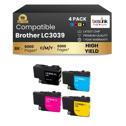 Brother LC3039 Compatible Ink Cartridge BK/C/M/Y ( 4 Pack ) Ultra High Yield