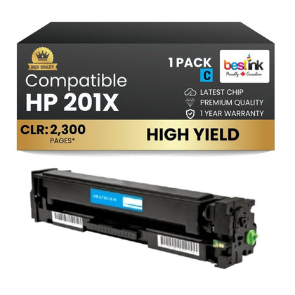 Compatible HP 201X CF401X Cyan Toner Cartridge High Yield