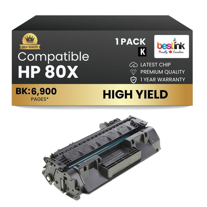Compatible HP 80X CF280X Black Toner Cartridge High Yield (1 Pack)