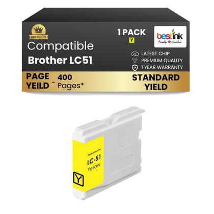 Brother LC51 Compatible Ink Cartridge Yellow ( 1 Pack ) Standard Yield
