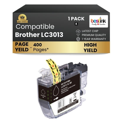 Brother LC3013XL Compatible Ink Cartridge Black ( 1 Pack ) High Yield