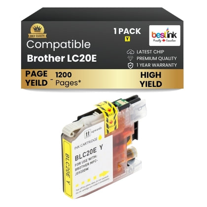 Brother LC20E Compatible Ink Cartridge Yellow ( 1 Pack ) Super High-Yield