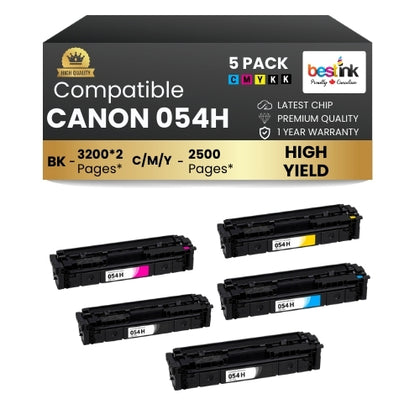 CANON 054H Compatible Toner Cartridge BK/C/M/Y ( 5 Pack ) High Yield