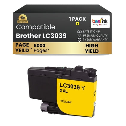 Brother LC3039 Compatible Ink Cartridge Yellow ( 1 Pack ) Ultra High Yield