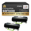 Compatible Lexmark  60F1X00 Black Toner Cartridge 2 Pack