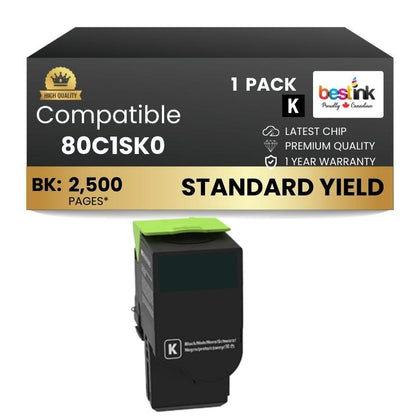 Compatible Lexmark 80C1SK0, Black Toner 1 Pack