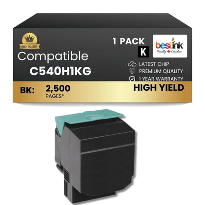 Compatible LexmarkC540H1KG Black Toner Cartridge 1 Pack