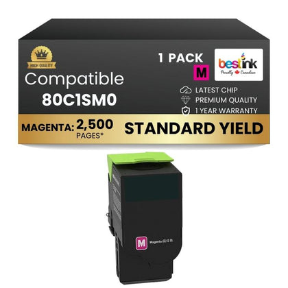 Compatible Lexmark 80C1SM0, Magenta Toner 1 Pack
