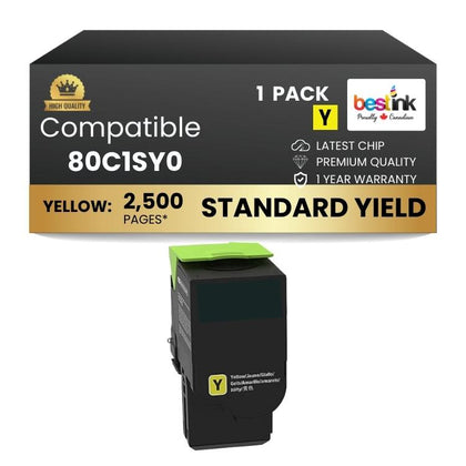 Compatible Lexmark 80C1SY0, Yellow Toner 1 Pack