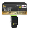 Compatible Lexmark 80C1SY0, Yellow Toner 1 Pack