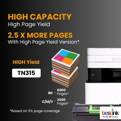 Brother TN315 Compatible Toner Cartridge Combo High Yield BK/C/M/Y ( 4 Pack )