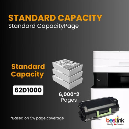 Compatible Lexmark  62D1000 Black Toner Cartridge 2 Pack