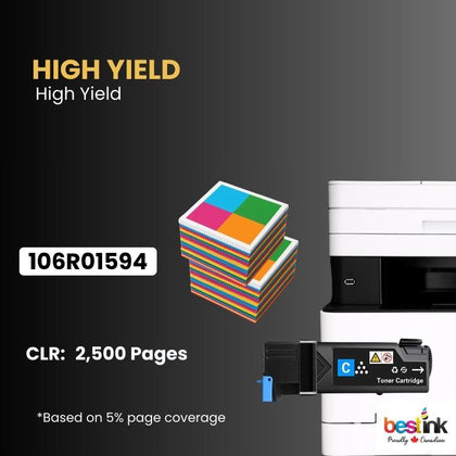 Compatible Xerox 106R01594  Cyan Toner Cartridge High Yield  1 Pack