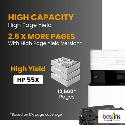 Compatible HP 55X CE255X Black Toner Cartridge High Yield (1 Pack)