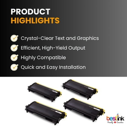 Brother TN-350 Compatible Black Toner Cartridge (4 Pack)