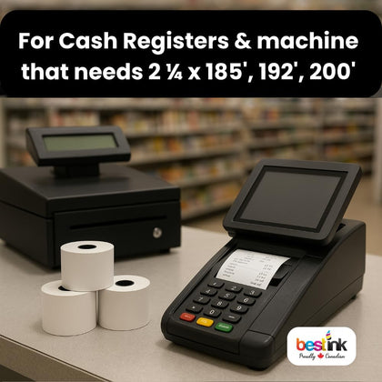50 Rolls 2-1/4″ x 185′ Thermal Paper – Fits 2-1/4″ x 192′ & 2.25″ x 195′ – Receipt Paper for POS Systems, Cash Registers, Credit Card Terminals – BPA Free, Fade Resistant