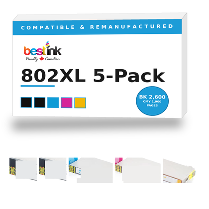 Epson 802XL Compatible Ink Cartridge 5-Pack — High Yield (2x T802XL120-S, T802XL220-S, T802XL320-S, T802XL420-S)