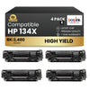Compatible HP 134X W1340X Black Toner Cartridge - WITH CHIP (4 Pack)