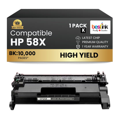 Compatible HP 58X CF258X Black Toner Cartridge High Yield - With Chip (1 Pack)