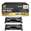Compatible HP 58X CF258X Black Toner Cartridge High Yield - With Chip (2 Pack)