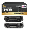 Compatible HP 134X W1340X Black Toner Cartridge - WITH CHIP (2 Pack)