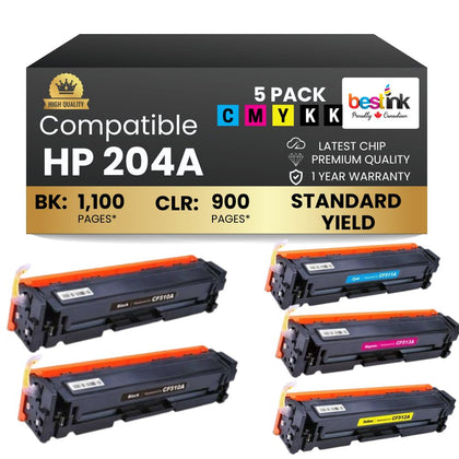 Cartouche de toner compatible HP 204A (2BK/C/M/Y) (lot de 5)
