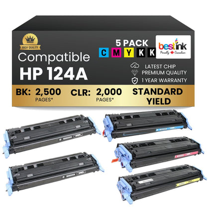Compatible HP 124A Toner Cartridges Combo Set (5 Pack)