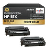 Compatible HP 51X Q7551X Black Toner Cartridge High Yield (2 Pack)
