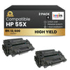 Compatible HP 55X CE255X Black Toner Cartridge High Yield (2 Pack)