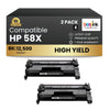 Compatible HP 58X CF258X Black Toner Cartridge High Yield - With Chip (2 Pack)